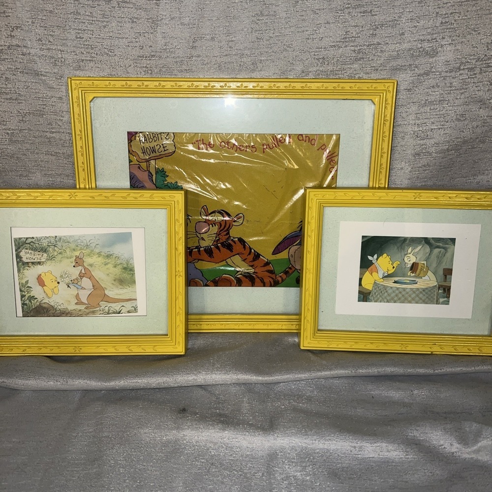 3 Vintage Walt Disney Framed Art Classics~Winnie The Pooh~The  Seasons 1999 Y2K
